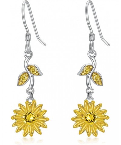 Sunflower Earrings Sterling Silver Dangle Sunflower Earrings Hypoallergenic Drop Earrings for Sensitive Ears Gifts for Women ...