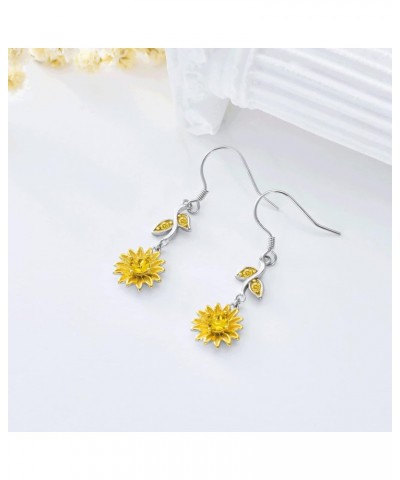 Sunflower Earrings Sterling Silver Dangle Sunflower Earrings Hypoallergenic Drop Earrings for Sensitive Ears Gifts for Women ...