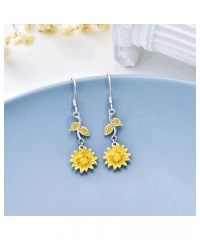 Sunflower Earrings Sterling Silver Dangle Sunflower Earrings Hypoallergenic Drop Earrings for Sensitive Ears Gifts for Women ...