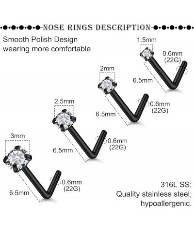 18G 20G 22G Stainless Steel Titanium Nose Rings studs for Women Nose Rings L Shaped Nose Studs Screw Nose Piercing Jewelry fo...