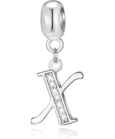 26 Letters Charms Initial A-Z Alphabet Pendant Beads, fit European DIY Bracelet, 925 Sterling Silver Dangle Letter with CZ Ch...