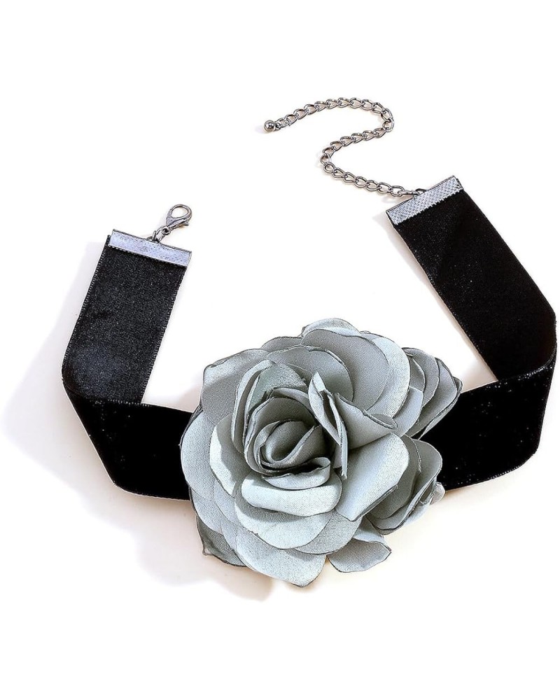 Classic Black Velvet Choker Necklace 3D Rose Flower Necklace Multicolor Fashion Elegant Satin Floral Necklace wedding party J...