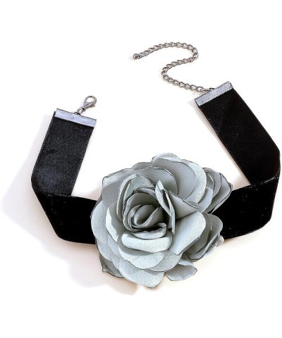 Classic Black Velvet Choker Necklace 3D Rose Flower Necklace Multicolor Fashion Elegant Satin Floral Necklace wedding party J...