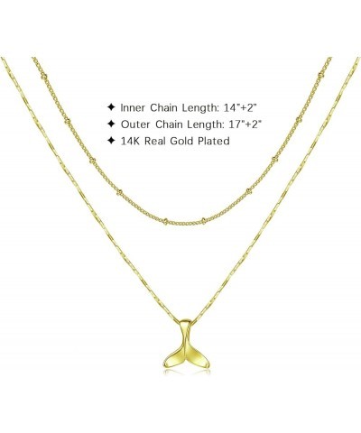 Gold Layered Necklaces for Women Dainty 14K Real Gold Plated Layering Necklace Bar Disc Fishtail Paperclip Chain Multilayer N...