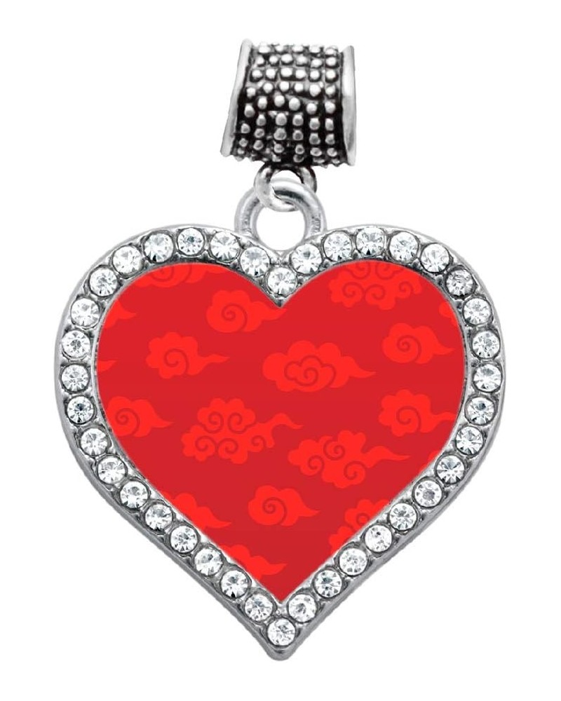 Silver Open Heart Charm for Bracelet with Cubic Zirconia Jewelry Red Chinese New Year Cloud Pattern $10.99 Bracelets