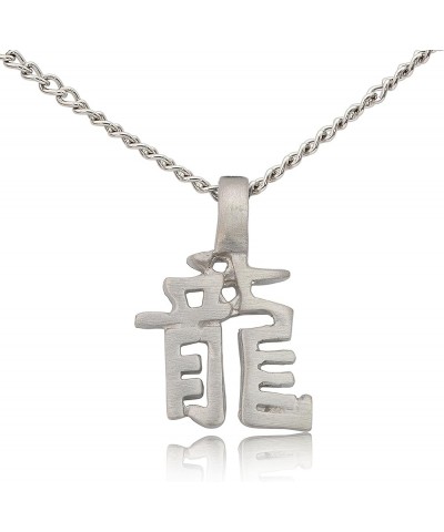 Zodiac Chinese Text Silver Pewter Charm Necklace Pendant Jewelry Dragon-Chain $7.14 Necklaces