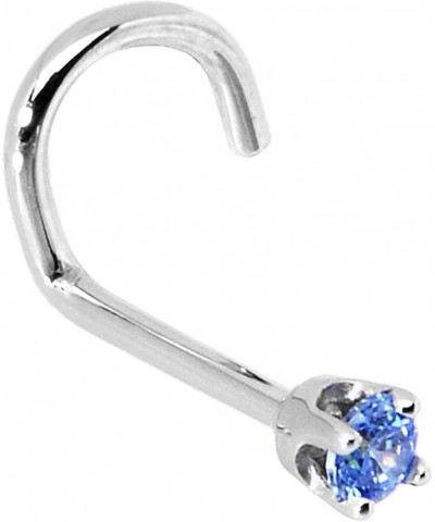 Solid 14k White Gold 2mm Arctic Blue Cubic Zirconia Left Nose Stud Screw 20 Gauge 1/4 $18.32 Body Jewelry