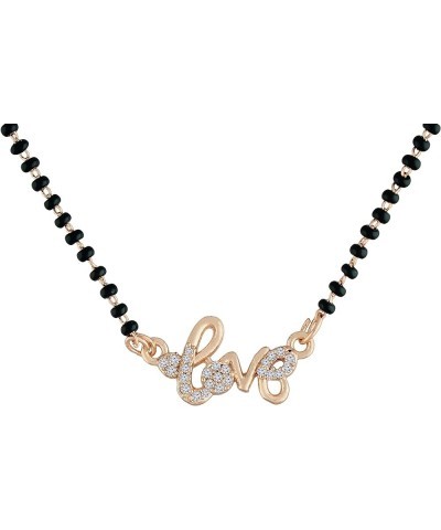 Indian Wedding Bollywood Designer Rose Gold Plated Black Beads CZ AD Mangalsutra For Women (D090-91-92) Style 1 $12.88 Jewelr...