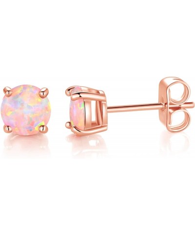 18K Rose Gold Plated Round Brilliant White Opal Stud Earrings for Women 4mm opal studs $8.31 Earrings