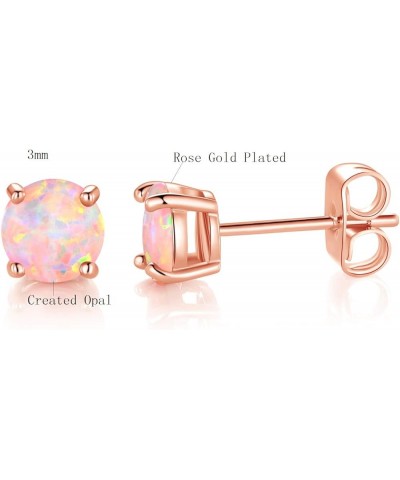 18K Rose Gold Plated Round Brilliant White Opal Stud Earrings for Women 4mm opal studs $8.31 Earrings