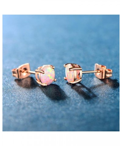 18K Rose Gold Plated Round Brilliant White Opal Stud Earrings for Women 4mm opal studs $8.31 Earrings