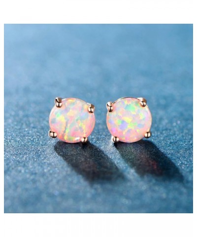 18K Rose Gold Plated Round Brilliant White Opal Stud Earrings for Women 4mm opal studs $8.31 Earrings