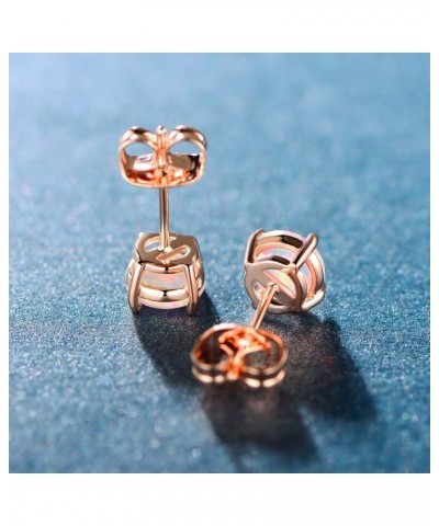 18K Rose Gold Plated Round Brilliant White Opal Stud Earrings for Women 4mm opal studs $8.31 Earrings