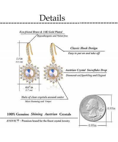 Austrian Crystal Snowflake Drop Dangle Earrings for Women Dangling Christmas Earrings 14K Gold Plated Hypoallergenic Jewelry ...