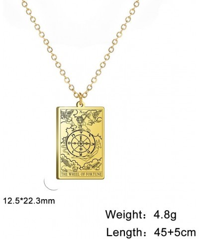 Stainless Steel Tarot Cards Necklace Vintage Tarot Jewelry Good Luck Amulet Pendants for Women Gold-THE WHEEL OF FORTUNE $8.6...