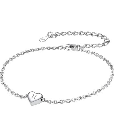 925 Sterling Silver Adjustable A-Z Letter Initial Heart Chain Charm Bracelet for Women Girls (with Gift Box) N $10.32 Bracelets