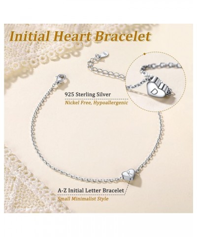 925 Sterling Silver Adjustable A-Z Letter Initial Heart Chain Charm Bracelet for Women Girls (with Gift Box) N $10.32 Bracelets