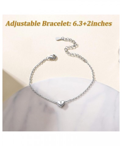 925 Sterling Silver Adjustable A-Z Letter Initial Heart Chain Charm Bracelet for Women Girls (with Gift Box) N $10.32 Bracelets