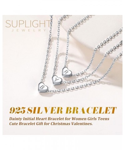 925 Sterling Silver Adjustable A-Z Letter Initial Heart Chain Charm Bracelet for Women Girls (with Gift Box) N $10.32 Bracelets