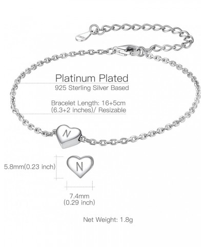 925 Sterling Silver Adjustable A-Z Letter Initial Heart Chain Charm Bracelet for Women Girls (with Gift Box) N $10.32 Bracelets