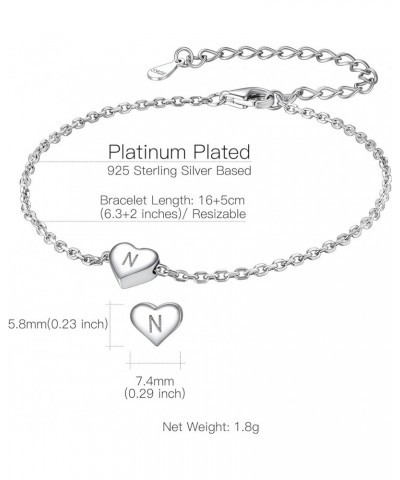 925 Sterling Silver Adjustable A-Z Letter Initial Heart Chain Charm Bracelet for Women Girls (with Gift Box) N $10.32 Bracelets