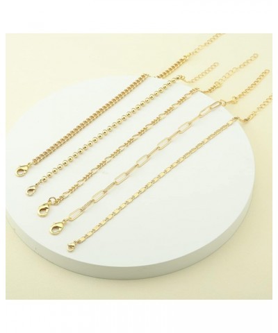 Reoxvo Dainty Gold Chain Bracelets Set for Women 14K Real Gold Plated Link Chain Bracelets for Women Trendy Gold Stackable Br...