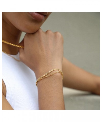 Reoxvo Dainty Gold Chain Bracelets Set for Women 14K Real Gold Plated Link Chain Bracelets for Women Trendy Gold Stackable Br...