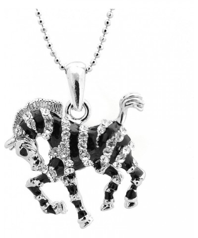 Crystals Silver Plated Small Black Zebra Necklace $8.84 Necklaces