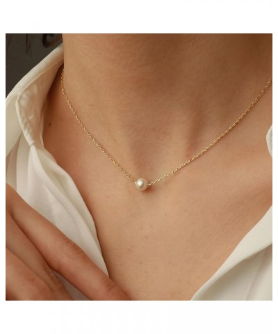 Pearl Necklaces for Women, Dainty Gold Single Pearl Pendant Necklace for Women Trendy Simple Gold Necklace Pearl Jewelry Gift...