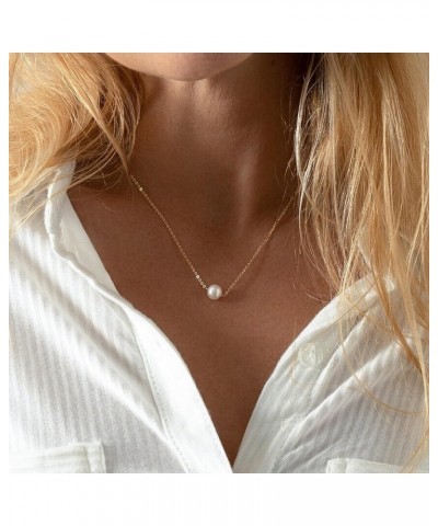 Pearl Necklaces for Women, Dainty Gold Single Pearl Pendant Necklace for Women Trendy Simple Gold Necklace Pearl Jewelry Gift...