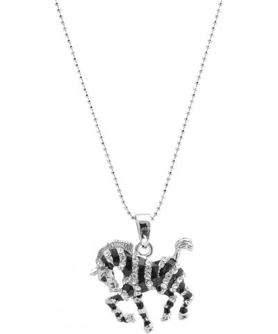 Crystals Silver Plated Small Black Zebra Necklace $8.84 Necklaces