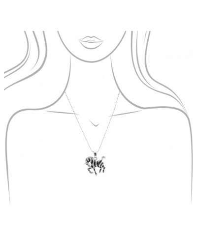 Crystals Silver Plated Small Black Zebra Necklace $8.84 Necklaces