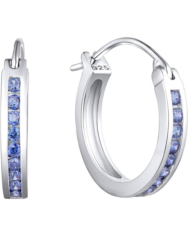 925 Sterling Slver Hoop Earrings Round Halo Huggie Earring Cubic Zirconia Jewelry for Women 12-tanzanite-Dec $26.65 Earrings