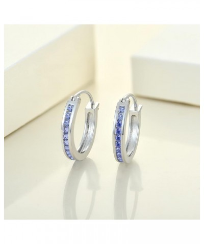 925 Sterling Slver Hoop Earrings Round Halo Huggie Earring Cubic Zirconia Jewelry for Women 12-tanzanite-Dec $26.65 Earrings