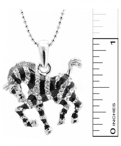 Crystals Silver Plated Small Black Zebra Necklace $8.84 Necklaces