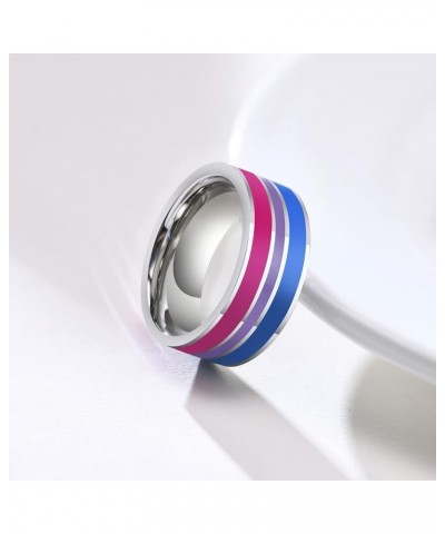 Rainbow LGBT Ring Personalized Engraved Stainless Steel Ring Band Love is Love Gay Lesbians Pride Jewelry LGBT Flag Parade Ri...