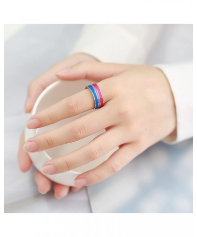 Rainbow LGBT Ring Personalized Engraved Stainless Steel Ring Band Love is Love Gay Lesbians Pride Jewelry LGBT Flag Parade Ri...