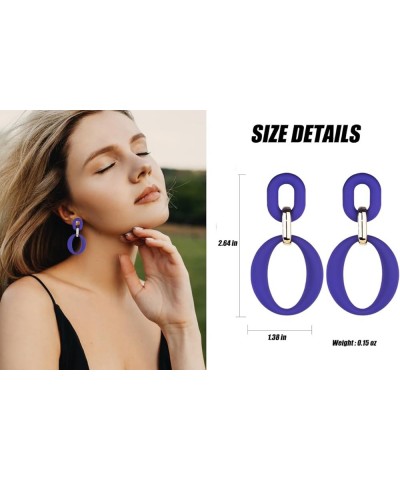 Acrylic Geometric Earrings Colorful Oval Acrylic Statement Drop Earrings Resin Summer Bright Earrings for Women Royal Blue $6...