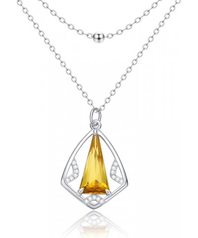 AENEAS 925 Sterling Silver Crystal Necklaces | Simple and Noble Jewelry for Women Girls with S925 18"+2" Cable Chain Citrine ...