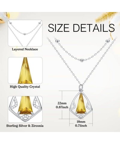 AENEAS 925 Sterling Silver Crystal Necklaces | Simple and Noble Jewelry for Women Girls with S925 18"+2" Cable Chain Citrine ...