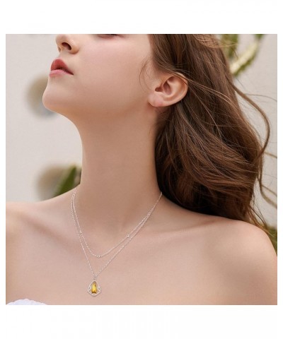 AENEAS 925 Sterling Silver Crystal Necklaces | Simple and Noble Jewelry for Women Girls with S925 18"+2" Cable Chain Citrine ...