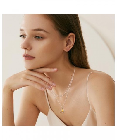 AENEAS 925 Sterling Silver Crystal Necklaces | Simple and Noble Jewelry for Women Girls with S925 18"+2" Cable Chain Citrine ...