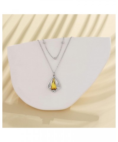 AENEAS 925 Sterling Silver Crystal Necklaces | Simple and Noble Jewelry for Women Girls with S925 18"+2" Cable Chain Citrine ...