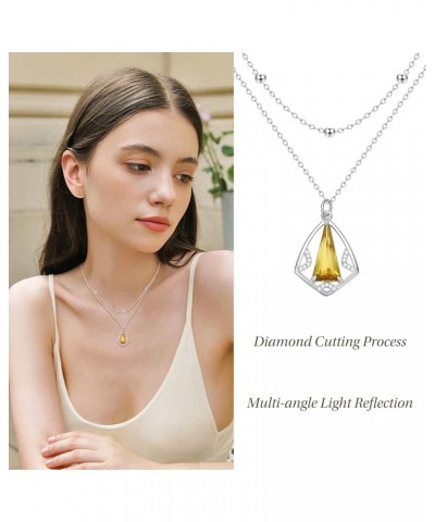 AENEAS 925 Sterling Silver Crystal Necklaces | Simple and Noble Jewelry for Women Girls with S925 18"+2" Cable Chain Citrine ...