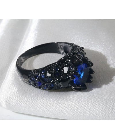 Black Skull Ring Round Red Cz Womens Wedding Ring Engagement Ring Punk Ring Skeleton Ring Blue16 $10.78 Rings