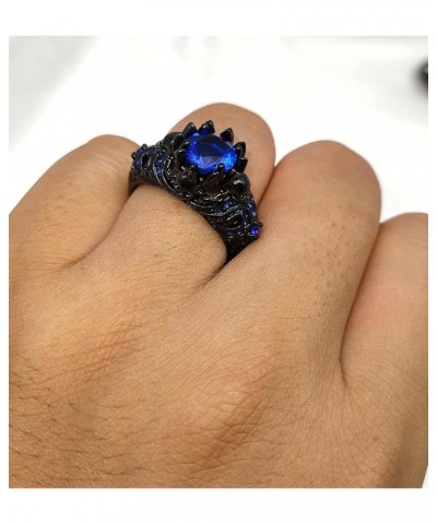 Black Skull Ring Round Red Cz Womens Wedding Ring Engagement Ring Punk Ring Skeleton Ring Blue16 $10.78 Rings