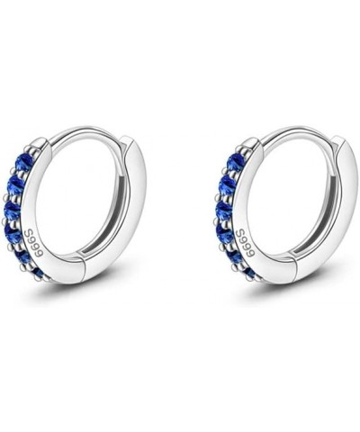 Cubic Zirconia Sleeper Small Hoop Earrings for Women Girls Sterling Silver 925 Colorful Rhinestone Crystal Cartilage Earrings...