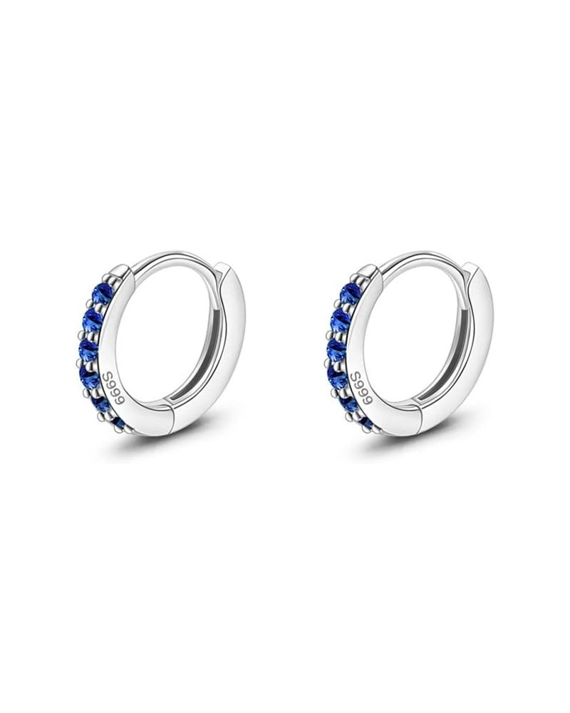 Cubic Zirconia Sleeper Small Hoop Earrings for Women Girls Sterling Silver 925 Colorful Rhinestone Crystal Cartilage Earrings...