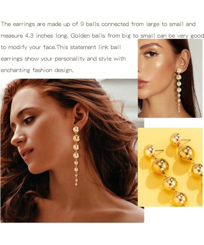 Gold Ball Dangle Earrings Link Round Ball Drop Earring for Women Statement Long Chain Ball Earrings Fashion Jewelry for Girls...