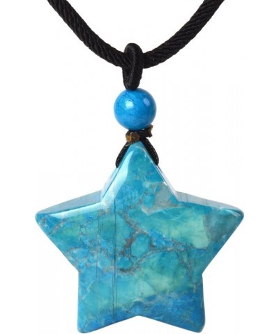 30mm Gemstone carved star pendant necklace 22 Dyed Turquoise $8.39 Necklaces